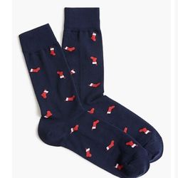 NWT, Navy Blue Casual/Dress Socks with Santa Stocking Design from JCrew