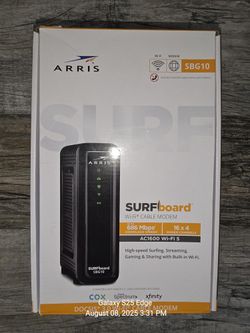 ARRIS SBG10 SURFboard  AC1600 Dual-Band Cable Modem  Router - Black