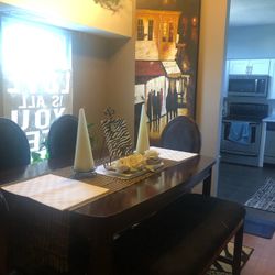 Elegant Brown Dining Table Set