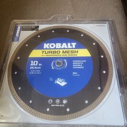 Kobalt CTM10P 10-in Wet Continuous Rim Diamond Saw Blade, turbo mesh blade