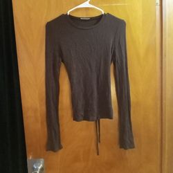 Brown long sleeve open back