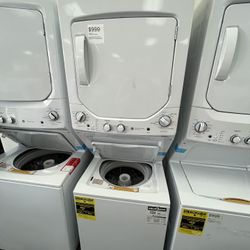 $999 GE Unitized 2.3 Cu Ft Washer / 4.4 Cu Ft Gas Dryer Spacemaker Laundry Tower