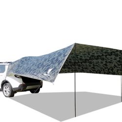 Large Car Awning Tarp for Camping Backpacking Tarp SUV Tailgate Truck Canopy Sun Shade Waterproof Outdoor Rear Vehicle Awning Shelter for Van, MPV, Ca