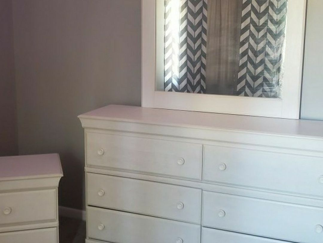 White Dresser With Mirror And Night Stand
