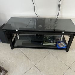 Black Glass Entertainment And Side Tables 