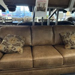 Sofa And Loveseat Brown Fabric Is Water Resistant 