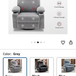 Swivel Rocker Recliner Chair with Heat and Massage, Big Oversized Rocking Single Sofa for Living Room, 360 Degree Swivel Recliner Chair with Cup #B38