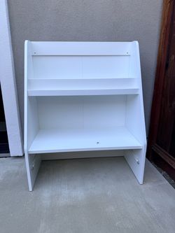 White Wood Bookshelf with Two Shelves