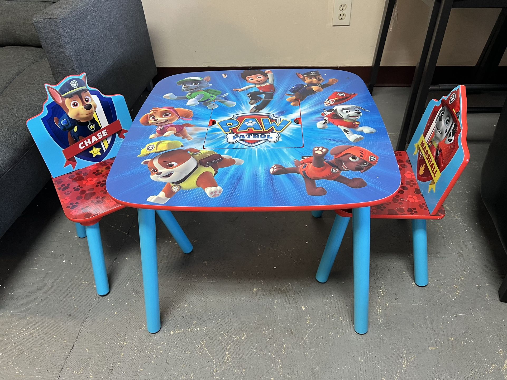 New PAW Patrol Wood Kids Storage Table and Chairs Set