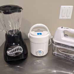 Oster blender, Cuisinart hand mixer, Aroma mini rice cooker