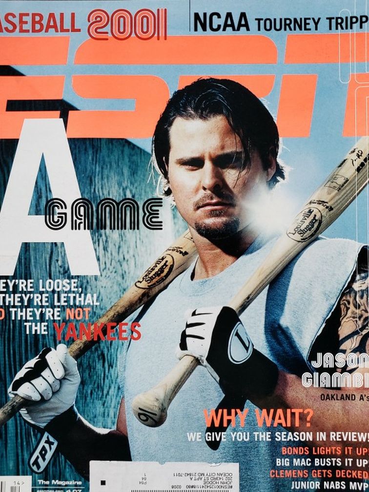 NCAA Tourney Trippin' ESPN Magazine (Jason Giambi , A Game , Anthony Mason , Bonds , Big Mac , Baseball 2001, April 2 , 2001)