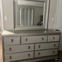 Ashley Furniture Silver/champagne Dresser + nightstand 