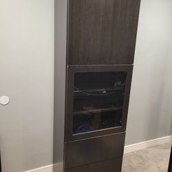 Black/brown Ikea Besta Tall Slim Pantry Display Cabinet Shelves Shelf Shelving Bookcase Bookshelf Drawers Storage Unit