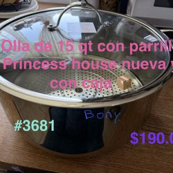 Olla Tamalera De 15 Qt Acero Inoxidable Con Parrilla 👉 princess house todo nuevo y con caja 📦