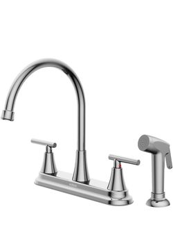Brand new chrome 2-Handle Kitchen Faucet with Pull-Out Sprayer, 8" High Arc