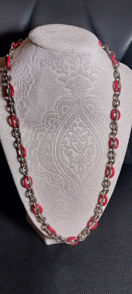 Necklace Red And Gray