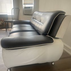 Black And White Leather Couch Like New