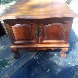 Vintage Ethan Allen Two Door Square Wooden End Table 