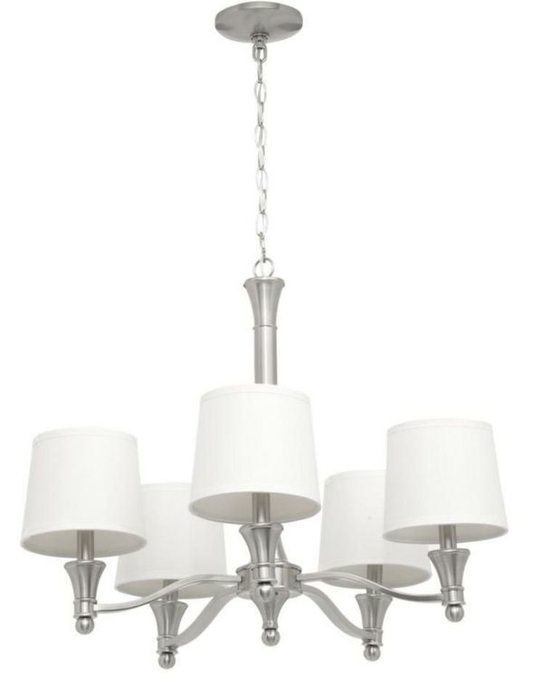 5 Light Brushed Nickel Chandelier With White Fabric Shades For 5 Light Brushed Nickel Chandelier With White Fabric Shades For In Chula Vista Ca Offerup