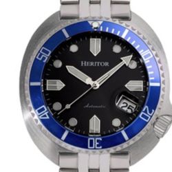 Heritor Matador Automatic  Stainless Steel Dive Watch with Blue Bezel Mens