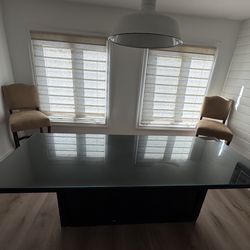 Large Glass-Top Table (Dining / Office / Conference)