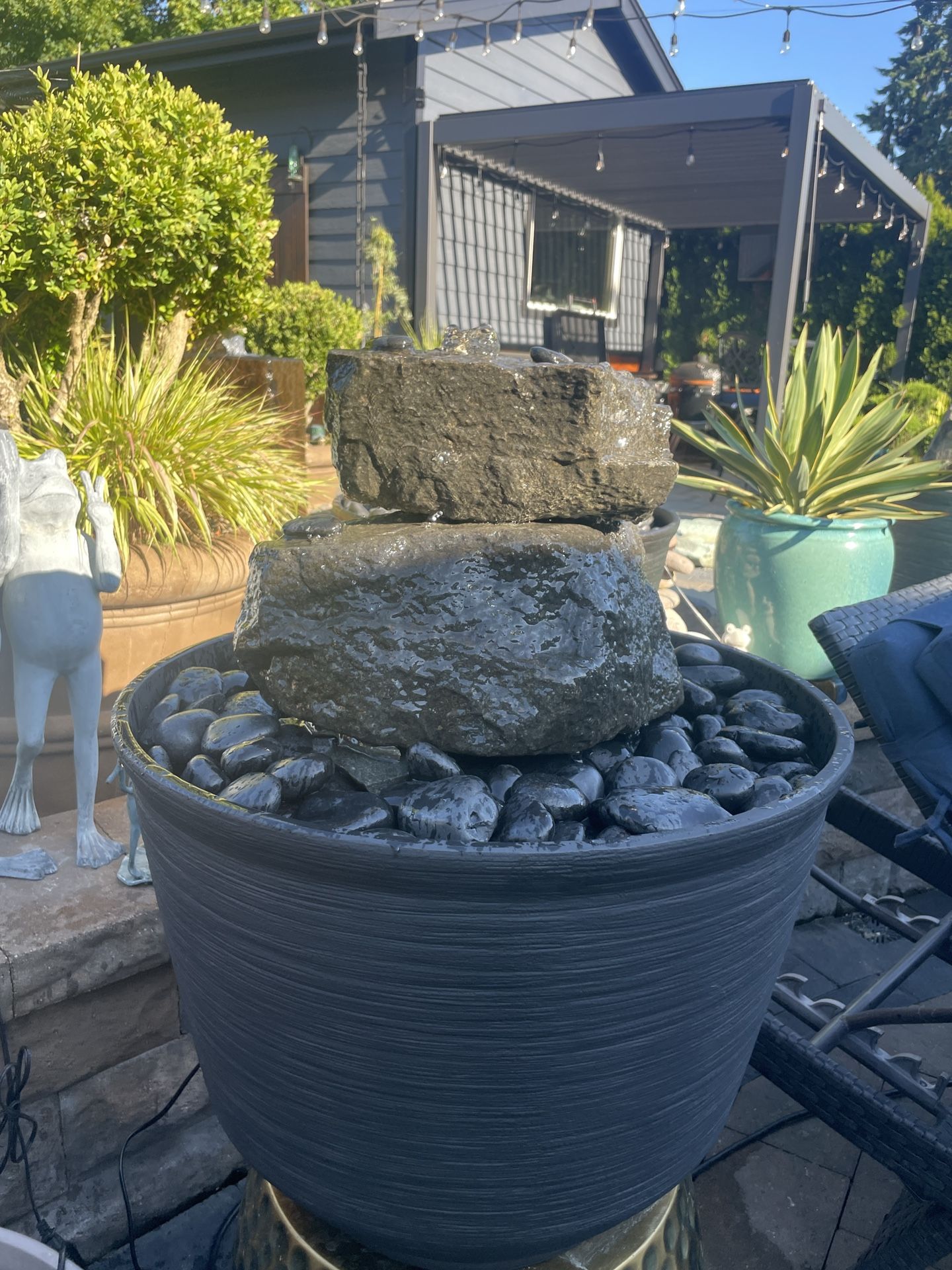 30” Custom Stacked Natural Basalt Rock Water Fountain Complete Package
