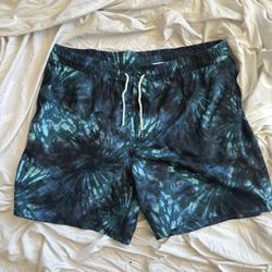 Men’s Swim Trunk Shorts Blue Tie Dye Size XL