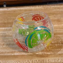 Crackle Glass Candle Holder 4 1/2 Inches Tall