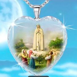 OUR LADY OF FATIMA GLASS CABOCHON 