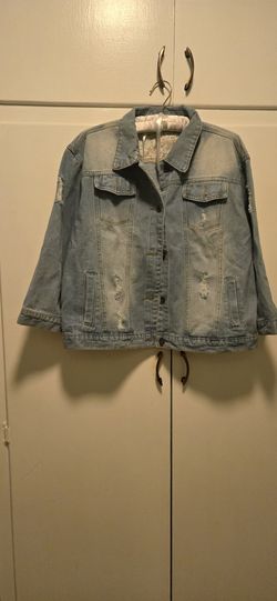 Womans Distressed Denim Jacket 2xl