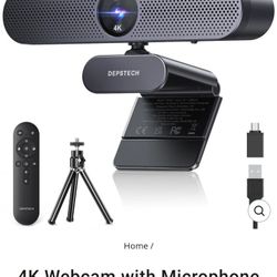 4K Webcam with Microphone and Remote, 3X Digital Zoom 