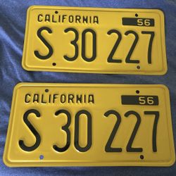 Original 1956 California License Plates 
