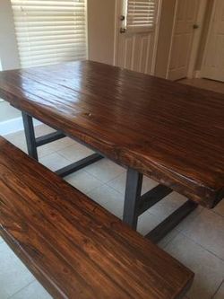 Custom welded kitchen table with bench