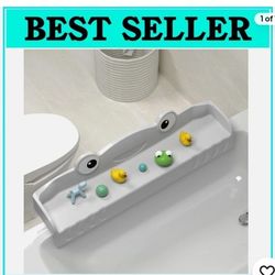 New Bathtub Shelf Organizer with Non-Slip Splash Guard - Ideal for Toddler Bath Time
