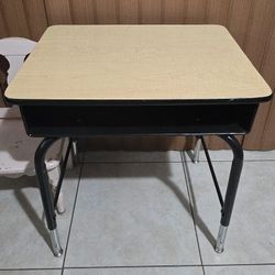 KIDS DESK Open Front Desk with Metal Storage Book Box, Adjustable