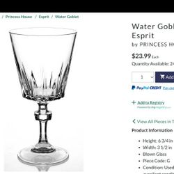 Vintage Princess House ~ ESPRIT Water Goblet Glass 