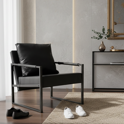 Orion Faux Leather Accent Chair, Black