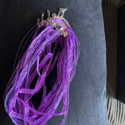 Purple Cord & Ribbon Necklaces 