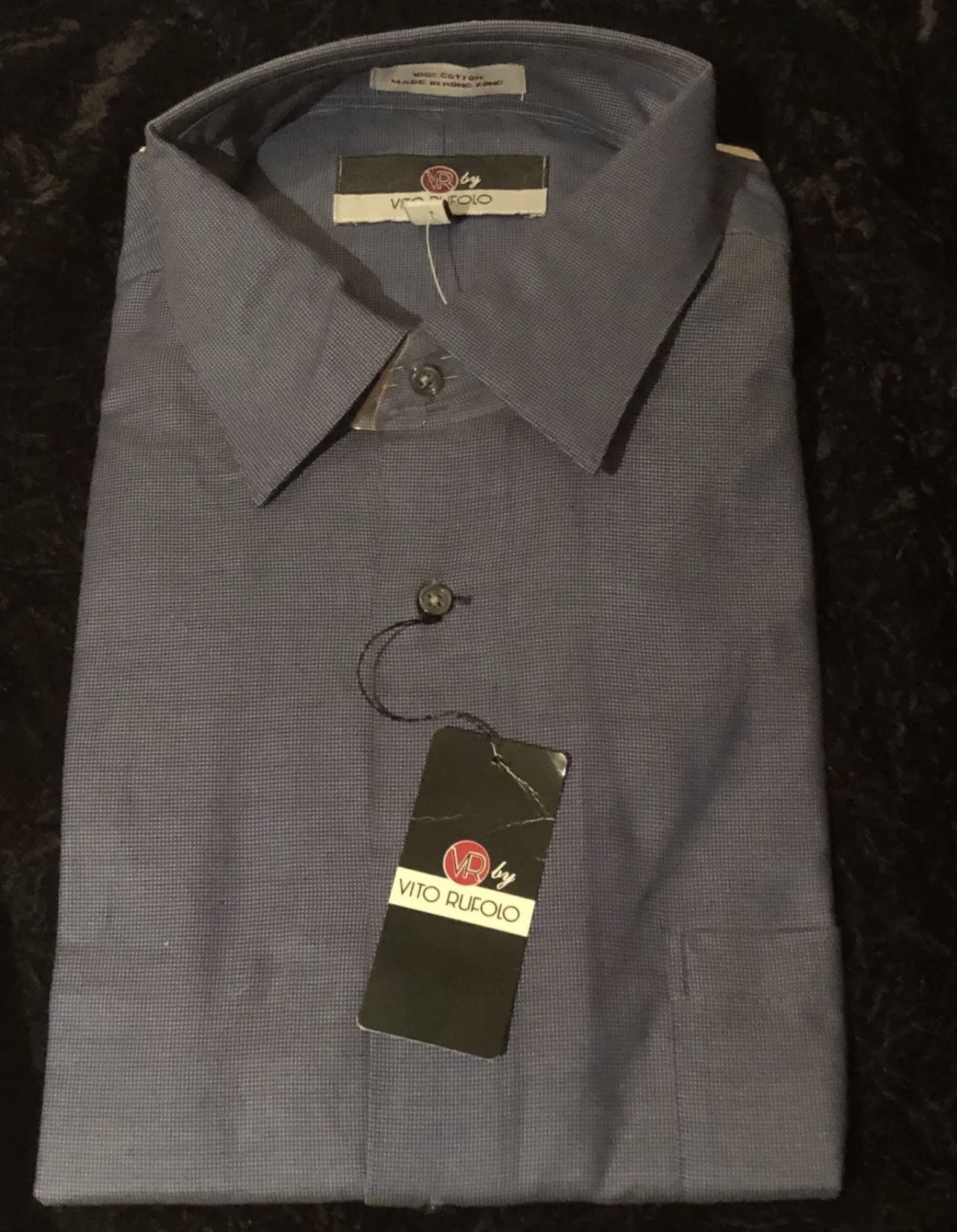 Men’s Vito Rufolo 17 32/33 L/S 100% Cotton Imported Dark Blue Button Down Shirt