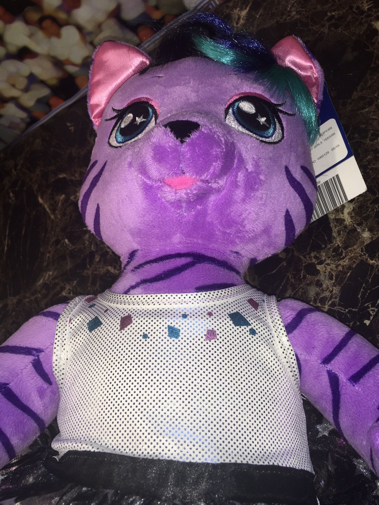 BUILD A BEAR HONEY GIRLS HG “TEEGAN” PURPLE ZEBRA CAT STUFFED PLUSH TOY BABW New with tags Makes kitty sound when right pay is pressed