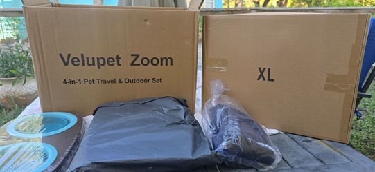 NEW Velupet Zoom XL 48” Elevated Dog Bed w/ Canopy – 4-in-1 Pet Travel Set