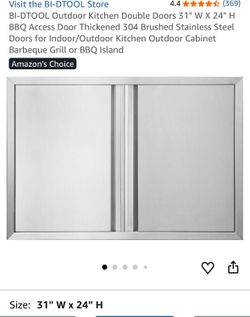 BI-DTOOL Outdoor Kitchen Double Doors 31" W X 24" H BBQ Access Door Thickened 304 Brushed Stainless Steel Doors for Indoor/Outdoor Kitchen Outdoor Cab