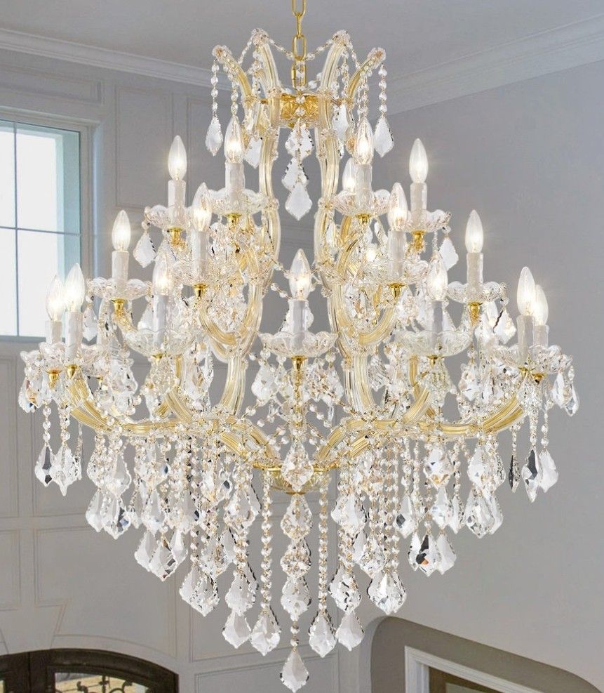 NEW! 24-LIGHT TIERED CRYSTAL CHANDELIER , DIMMABLE