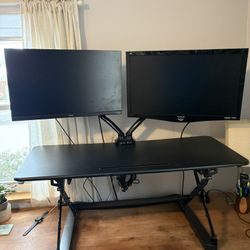 Standing Desk And Dual Monitors