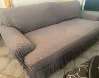 Oversized Sofa Couch with Grey slipcover