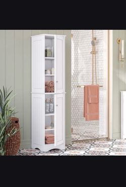 Tall Storage Cabinet / Reversible Doors – Slim Space Saver