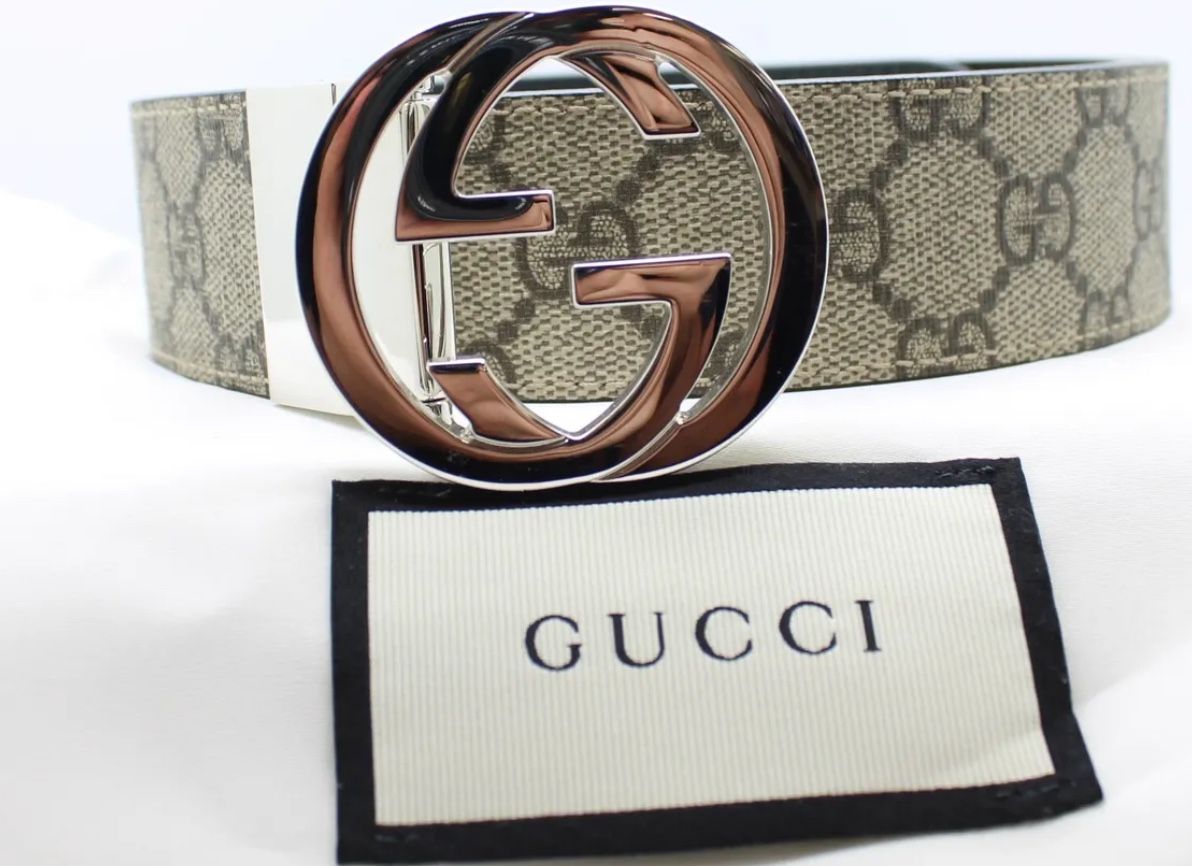 Gucci 473030 Belt GG Supreme Signature Monogram Men Leather 105-42