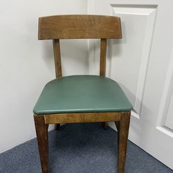(1) Leather Seat Wooden Chair (Brown, Green)