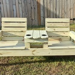 Handmade Unfinished Outdoor Double Seat Chair