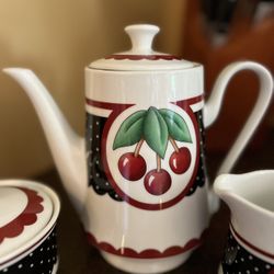 Mary Englebright, teapot, cherry coffee pot set